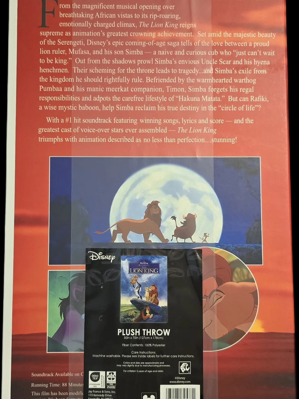 Disney The Lion King Classic VHS Boxed Silk Touch Throw, 50